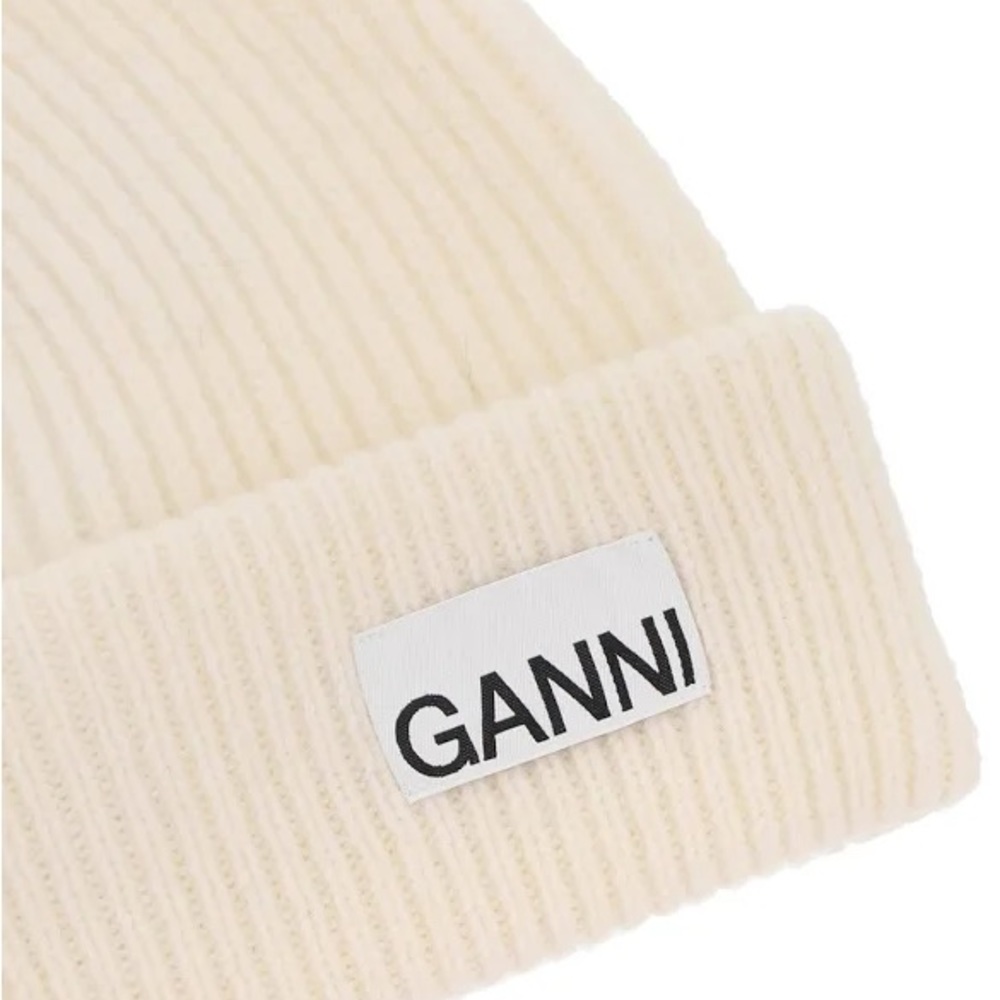 GANNI Oversized Ribbed Beanie - NWT - Ecru - Picture 3 of 4